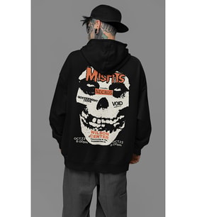 Müzik Grubu Misfits Baskılı Unisex Oversize Rock Metal Hoodie