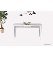 Ortadan Açılabilir Mdf  Yemek Masası, Mutfak Masası ( 70x120 CM ) (Beyaz-Füme)