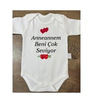 Yazılı Zıbın Anneannem Beni Çok Seviyor Yazılı Bebek Zıbını