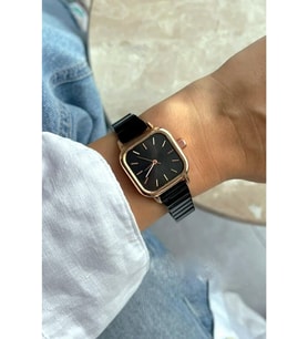 Siyah Rose Gold Renk Vintage Kadın Kol Saati