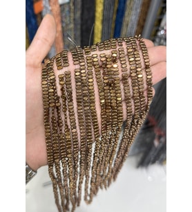 Hematit Taşı Yassı Kesim Parlak Kahverengi 3x6mm Doğal Taş Dizi