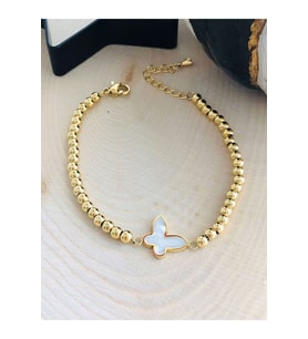 GOLD RENK KELEBEK MODEL MİNELİ ÇELİK BİLEKLİK 316L4259