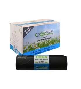 Ecoplast Battal Boy Çöp Torbası Poşeti - 400 Gr. - 90 Litre - 80 x 110 Cm / 10 Adetlik 20 Rulo / Koli (Siyah)