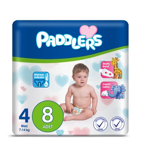 Paddlers Bebek Bezi 4 Numara Maxi (7-14 Kg) 8 Adet – Deneme Paketi