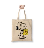 Snoopy Peanuts I Love You Beyaz Bez Çanta Uzun Saplı Alışveriş Çantası Plaj Çantası