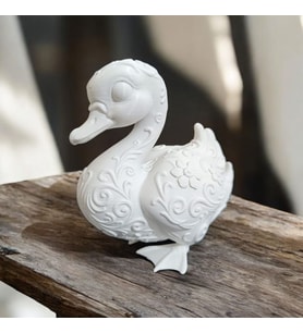 Ördek Biblo Heykel Masa Üstü Süs Eşyası Ev Süs Eşyası Dekoratif Heykel 10x10x6.5 cm (Pamuk Beyaz)