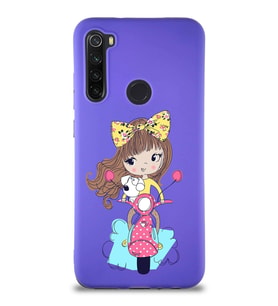 Xiaomi Redmi Note 8 Soft Premier Kapak Vespagirl Tasarımlı Silikon Kılıf - Mor (Şeffaf)