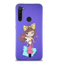 Xiaomi Redmi Note 8 Soft Premier Kapak Vespagirl Tasarımlı Silikon Kılıf - Mor (Şeffaf)