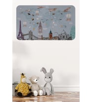 Eğitici Dünya Haritası Dünya Atlası Çocuk Ve Bebek Odası Duvar Sticker -60x105-3820