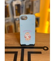 iPhone 16e Uyumlu Özel Tasarım Sevimli Figürlü Deri Dokulu Telefon Kılıfı (Açık Mavi)