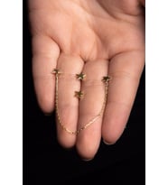  Yıldız Motifli Kombin Altın Kaplama Gümüş Küpe 925 Ayar (Gold)