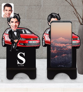 BK Gift Kişiye Özel Plakalı Erkek Volkswagen Polo Karikatürlü Ahşap Biblo Telefon Standı-2