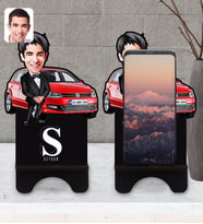 BK Gift Kişiye Özel Plakalı Erkek Volkswagen Polo Karikatürlü Ahşap Biblo Telefon Standı-2