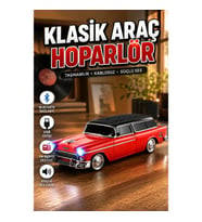 Klasik Araba Tasarımlı Bluetooth Hoparlör 10W LED Işıklı Taşınabilir Kablosuz Ses Sistemi