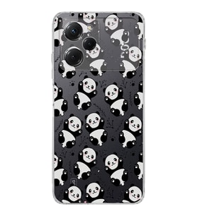 Poco X5 Pro  Kamera korumalı Kapak Panda Tasarımlı  Şeffaf Kılıf