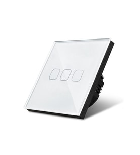 Üçlü Dokunmatik Işık Anahtarı Beyaz Cam Panel Nötrsüz 1 Way 3 Kanal SK-A803-01