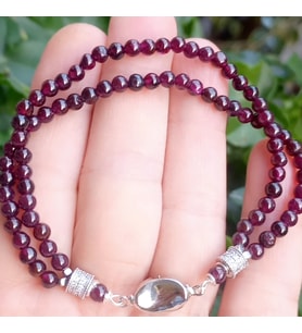 2530 Garnet rondela Zirkon iki sıralı el yapımı bileklik