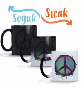Peace Sihirli Kupa Bardak Porselen