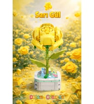 Mikro Blok Sarı Gül Çiçek Lego - Lego Setleri Mini Lego - Çiçek Lego - Blossom Çiçek Lego