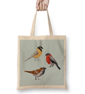 Geometric Animal Birds Bez Çanta Uzun Saplı