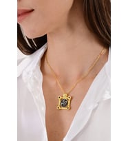 14 K Gold Kaplama 925 Ayar Gümüş Lamassu Madalyon Antik Kolye