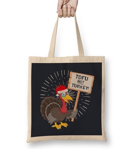 Christmas Tofu Not Turkey Bez Çanta Uzun Saplı