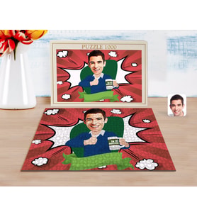 BK Gift Kişiye Özel En İyi Öğretmen Karikatürlü 1000 Parça Profesyonel Puzzle-1