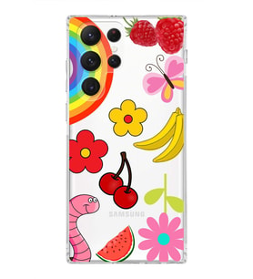 PrintiFy Samsung Galaxy S22 Ultra ile Uyumlu Water Color 5  Kamera Korumalı Şeffaf  Kılıf