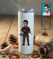 Kişiye Özel Karikatürlü Asker Pipetli Matara 30 Ağustos Zafer Bayramı Hediyesi