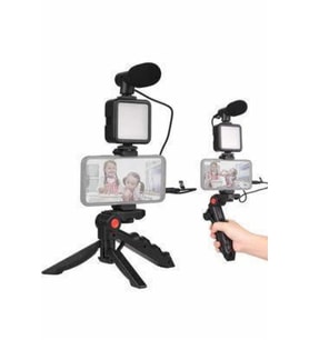 Telefon Tutucu Mini Mikrofonlu Tripod Vlog Çekim Video