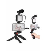 Telefon Tutucu Mini Mikrofonlu Tripod Vlog Çekim Video