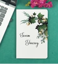 Kişiye Özel Hediye Çiçek Tasarımlı Beyaz Defter