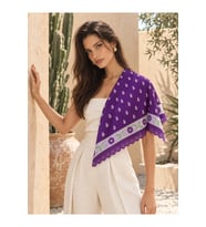 Tarzını Seç Desenli Dantel Oya Kesim Fular / Bandana 70 x 70 cm - Mor Papatya