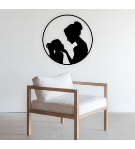 Siyah Ahşap Anne Kız 50cm X 50cm Tablo Duvar Dekoru 3mm Mdf Lazer Kesim