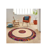 Rovigo Home Dijital Baskı Yıkanabilir Kaymaz Taban Yuvarlak Halı RVG7009 160x160 cm (Bej)