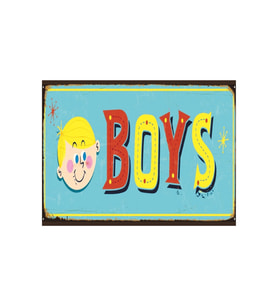 Boys Yazılı Retro Ahşap Poster Tablo  Erkek Çocuk Odası Vintage Dekoru