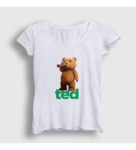 Presmono Kadın Beyaz Drink Ayı Teddy Bear T-Shirt 305978tt