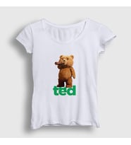 Presmono Kadın Beyaz Drink Ayı Teddy Bear T-Shirt 305978tt