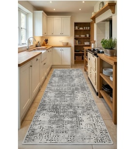 Gri Yıkanabilir Mutfak Halısı