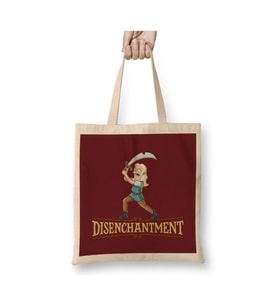 Disenchantment Bean Beyaz Bez Çanta Uzun Saplı Alışveriş Çantası Plaj Çantası
