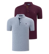İKİLİ SET T8560 DEWBERRY ERKEK T-SHIRT-GRİ-MOR (Karışık)
