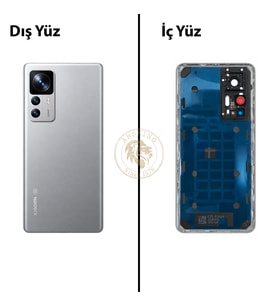 Xiaomi Mi 12T PRO Lensli Gümüş Arka Pil Kapağı Batarya Kapağı Lazer Kesim Back Cover
