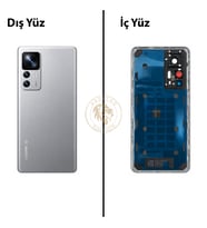 Xiaomi Mi 12T PRO Lensli Gümüş Arka Pil Kapağı Batarya Kapağı Lazer Kesim Back Cover