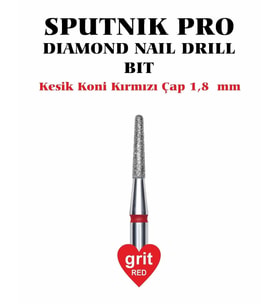 Elmas Kesik Koni Freze Kırmızı Çap 1,8mm