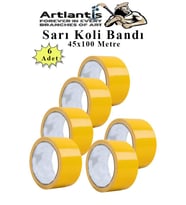 Sarı Koli Bantı 100 Metre 6 Adet 45mm x 100 Metre Renkli Koli Bandı Extra Güçlü Formül Akrilik Koli Bandı