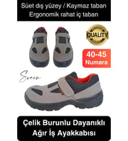 Çelik Burunlu Süet Deri İş Ayakkabısı Rahat Konforlu Hafif Ergonomik Cırtlı Nefes Alabilen Güvenli (Çok Renkli)