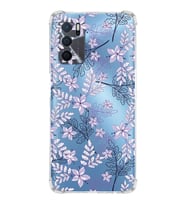 PrintiFy Oppo A16 Uyumlu Köşe Korumalı Floral Lila Tasarımlı Şeffaf Silikon Kılıf
