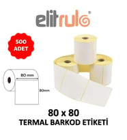 Elitrulo Barkod Etiketi 80x80 Termal - 500 Adet (Beyaz)