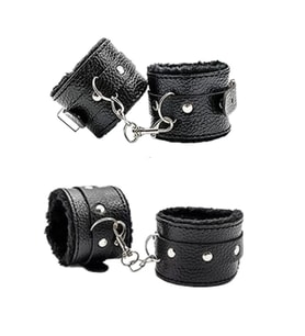 Fetish Beginner El ve Ayak Kelepçesi BDSM Seti - Siyah
