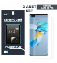 Gor Huawei Mate 40 Pro 3D Kavisli Full Kaplama Darbe Emici Ekran Koruyucu 2 Adet Set - GLST9264-220 (Şeffaf)